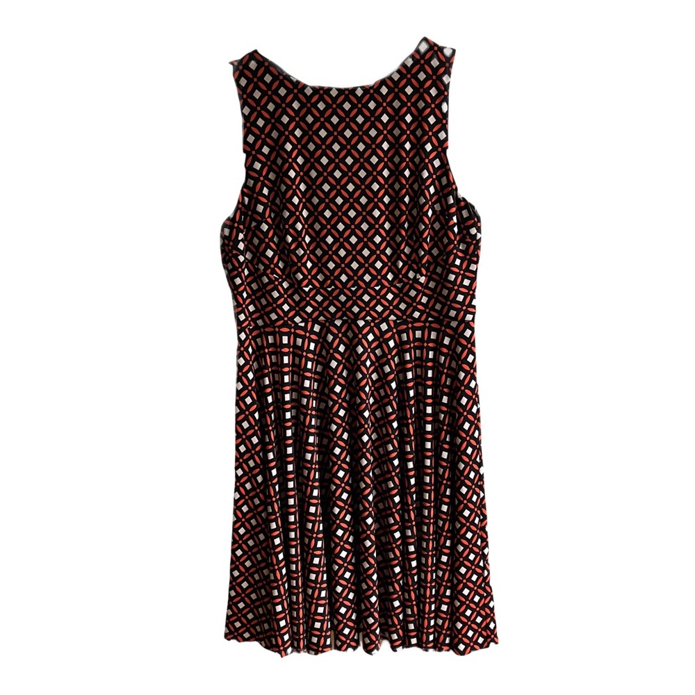 DM Collection Whitt Jersey Midi Dress Size 12 Sleeveless Fit & Flare Geo Office